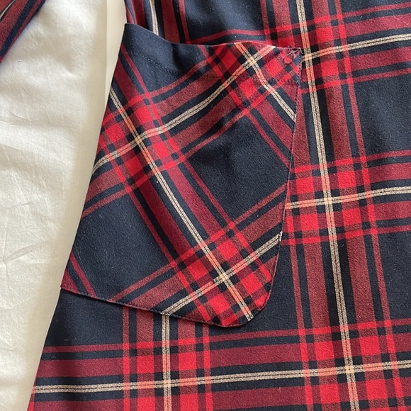 Zara plaid a-line dress with front pockets 3/4 sleeves exposed gold zipper - Picture 4 of 13